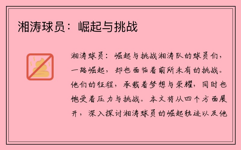 湘涛球员：崛起与挑战